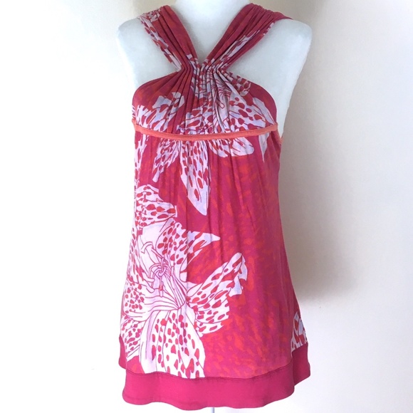 Anthropologie Ric Rac Pinkish Red and White Floral Top Women’s Small NWT - Picture 1 of 6